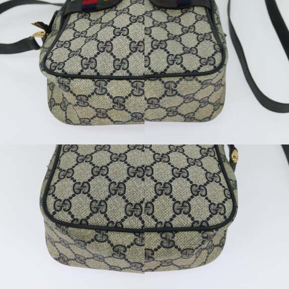 GUCCI GG Supreme Sherry Line Bag Pvc Navy Gold Red 904 02 049 - Picture 10 of 13